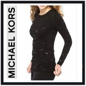 Michael Kors  Sequin Texture Crew Neck Knit Top